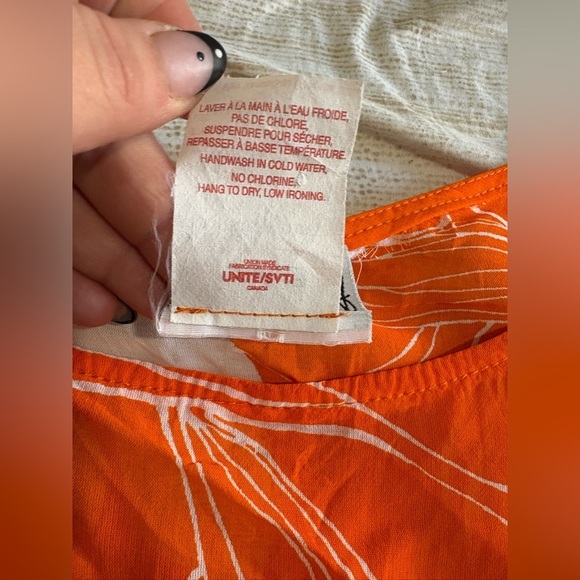 Joseph Ribkoff vintage sheer cropped tank size 16 orange floral top - Picture 5 of 9